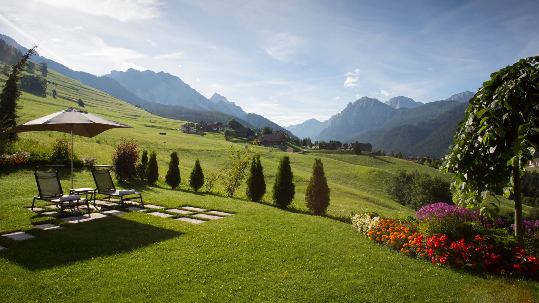 Garden with sun chairs